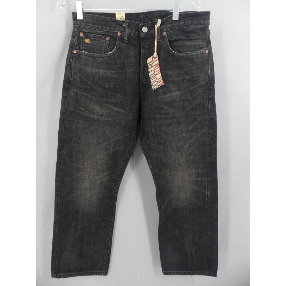 RRL Jeans Men 32 Slim Fit Crop Japanese Selvedge Double RL Black NWT